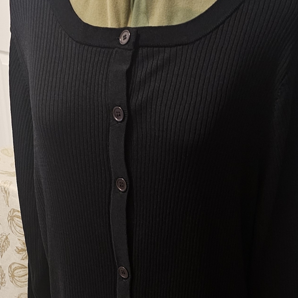 ELOQUII NWOT Black Ribbed Cardigan Sweater SZ 14/16 - Picture 3 of 10